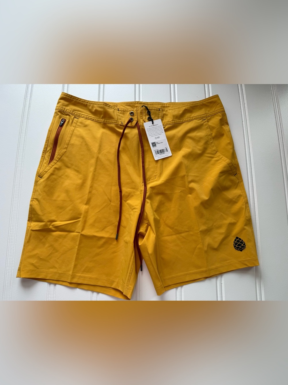 Stio CFS Board Shorts Mens 35 Yellow Quick Dry UPF Swim 7.5 In NEW 3189